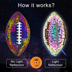 Football - Holographic Reflective Glowing Football Size 9, Hologram American Football for Youth and Adults, Durable Composite Leather Football with Pump