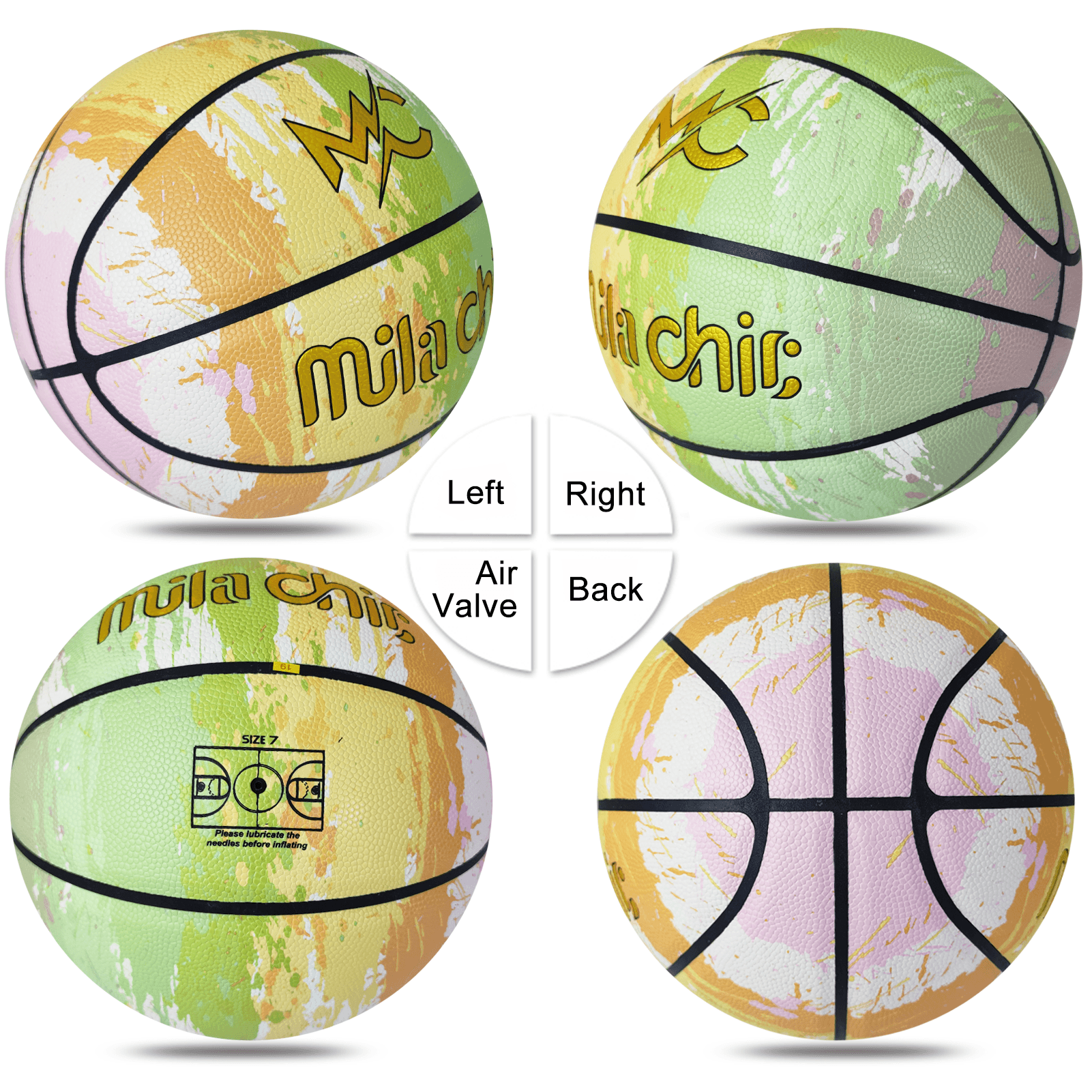 Indoor Basketball - Original Cool Design Basketball for Men, Women - Official Size 7 (29.5”) with Pump and Bag