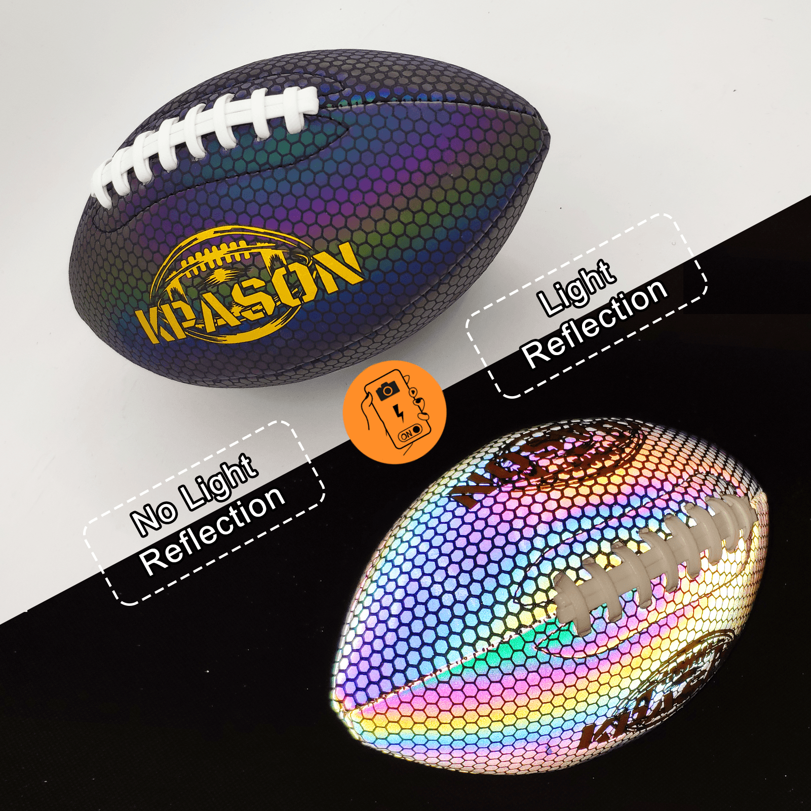 Personalized Football, Reflective Glowing Footballs with Pump for Adults