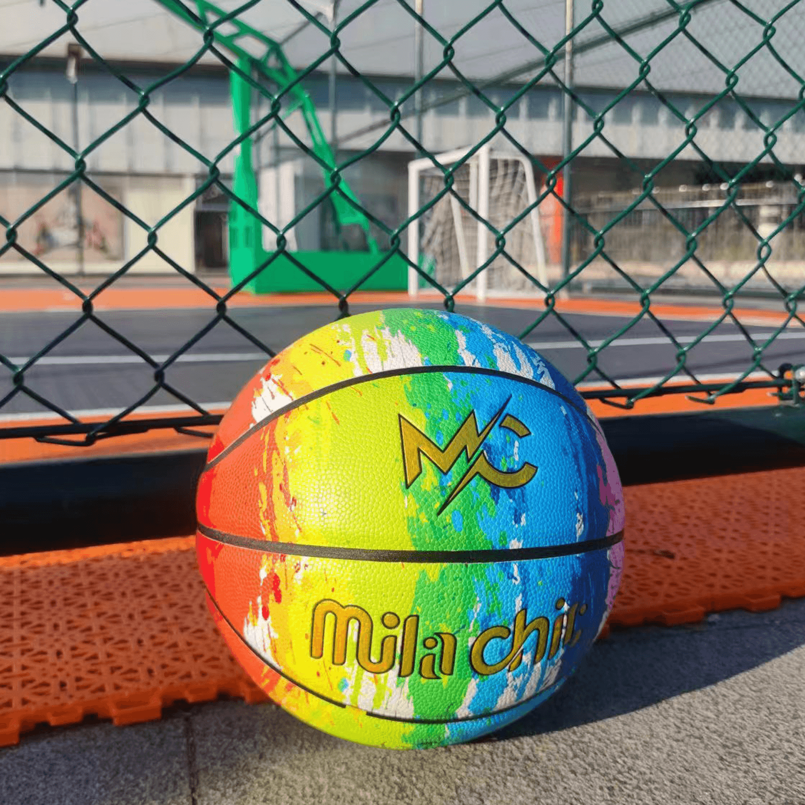 Rainbow Indoor Basketball - Street Basketball in Multi Color Designed for Men, Women - Official Size 7 (29.5”) with Pump and Bag