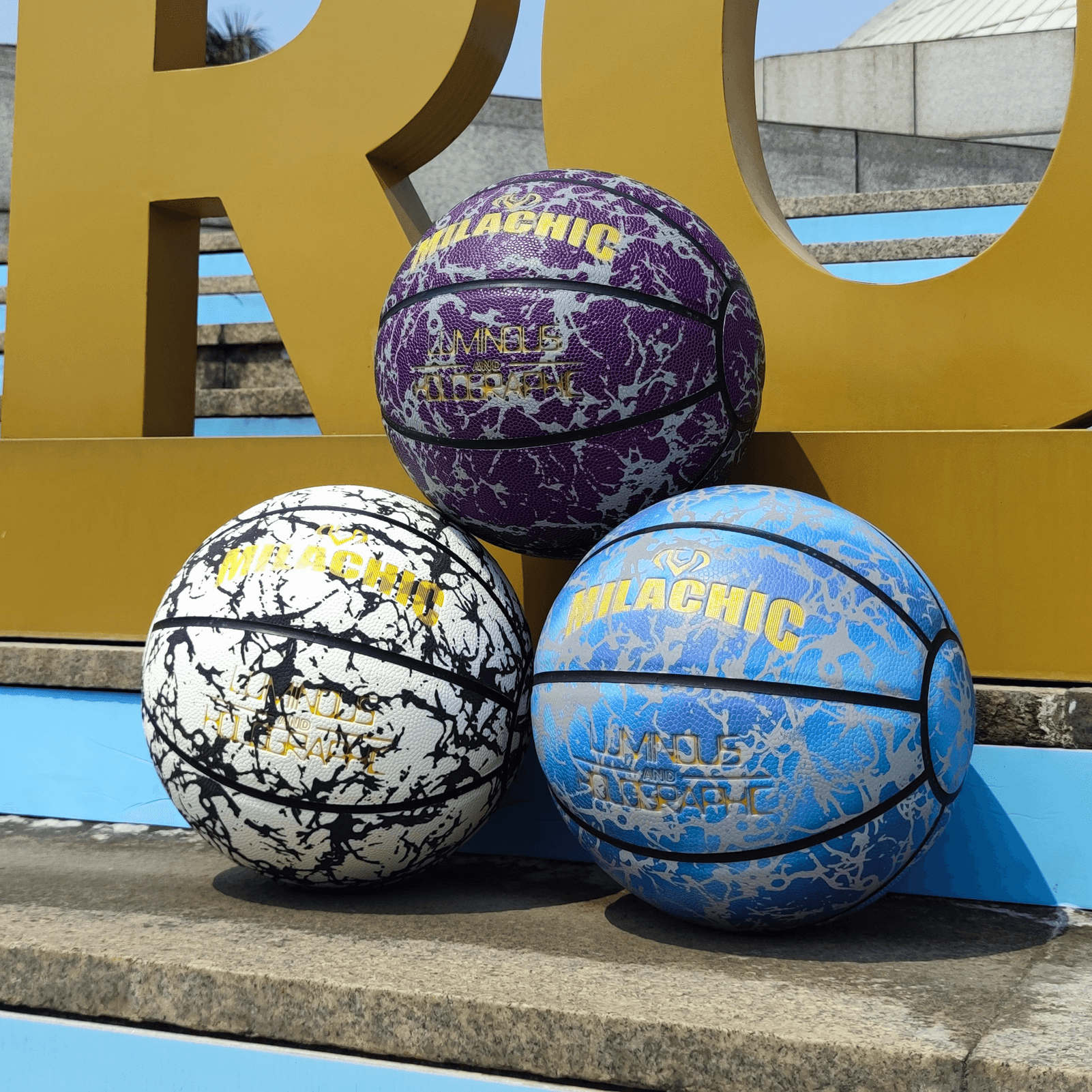 Glow in The Dark Holographic Basketball-Official Size 7 with Pump