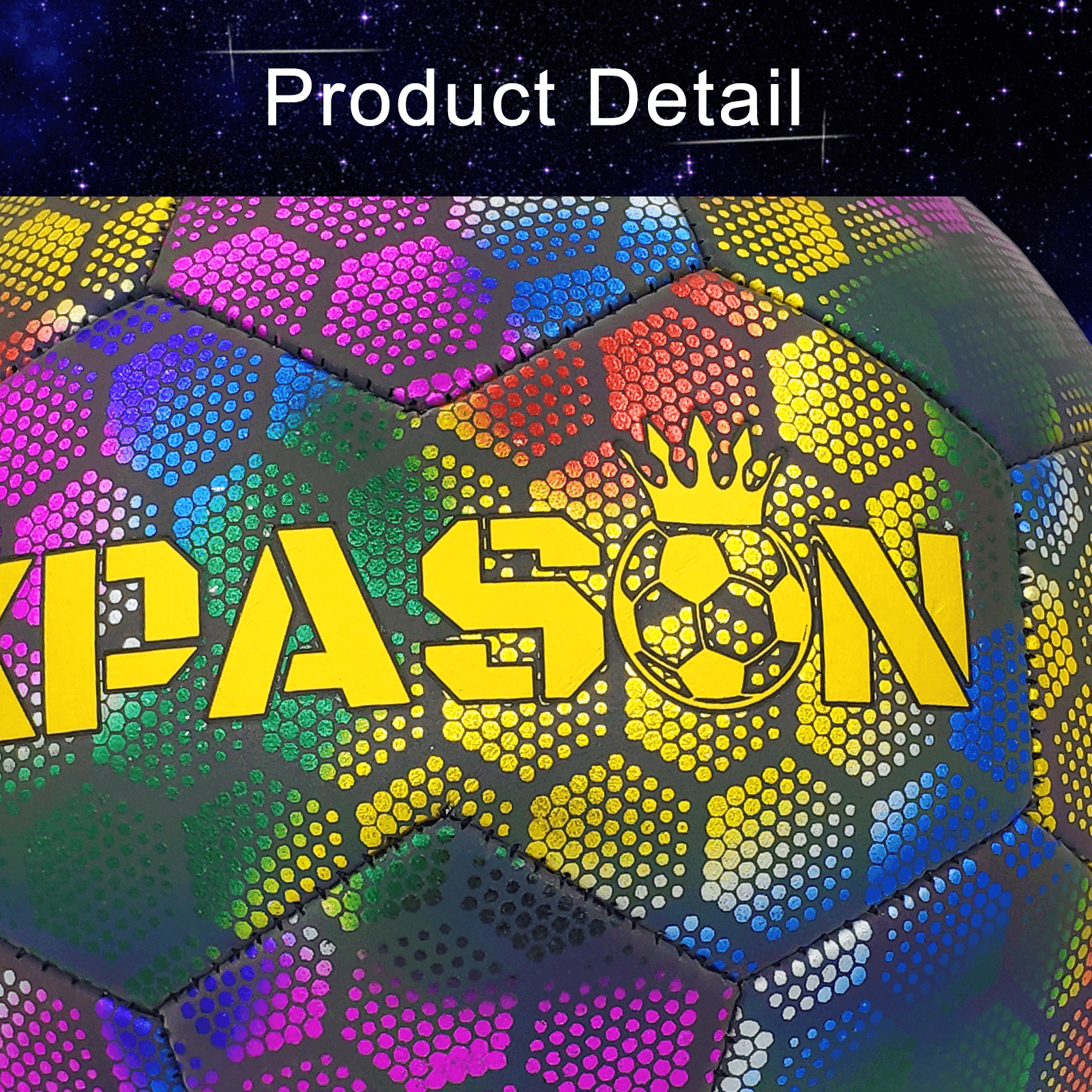 KPASON Colorful and Holographic Luminous Reflective Match Soccer Balls Size 4/ 5
