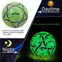 MILACHIC Soccer Ball - Green Glow in the Dark Size 5, 4 Soccer Ball